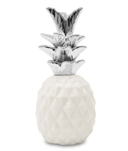 Figurka Ananas srebrny biały 17,5x8x8 cm