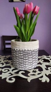 Doniczka osłonka ceramiczna okrągła szara 19x 18 cm