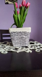 Doniczka osłonka ceramiczna kwadratowa szara 19x17 cm