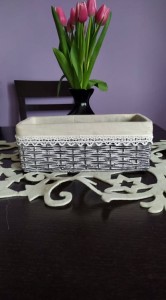 Doniczka osłonka ceramiczna prostokątna szara 27x13x10 cm