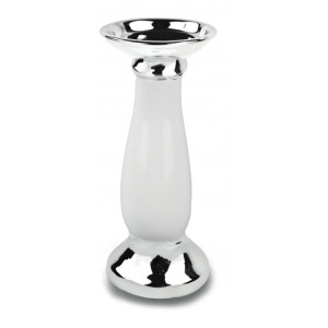 Biało-srebrny Świecznik 12x25 cm