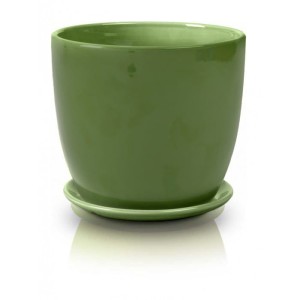 Ciemno-zielona Donica Amsterdam - Okrągła z podstawkiem 17x16 cm