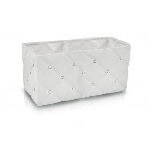 Donicka osłonka Biała Rynna Glamour 26x13x14 cm