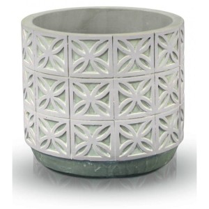 Donickac  Osłonka Betonowa Cylinder - Biało-szara 14 x 13 cm