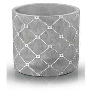 Doniczka Osłonka Betonowa Cylinder - Wzór w Siatkę 14x13 cm