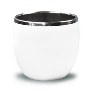 Biało srebrna Osłonka Piano - Kula 15x12 cm