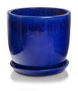 Doniczka szkliwiona ogrodowa niebieska 23x20 cm