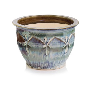 Donica ogrodowa szkliwiona 23 x 17 cm niebieska