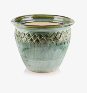 Donica ceramiczna zielona ogodowa 37x31 cm