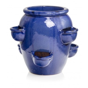 Kobaltowa Donica Ogrodowa z Kieszeniami na Zioła 35x31 cm