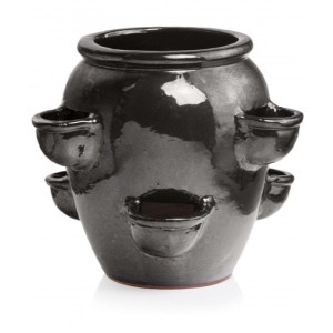 Grafitowa  Donica Ogrodowa z Kieszeniami na Zioła 35x31 cm