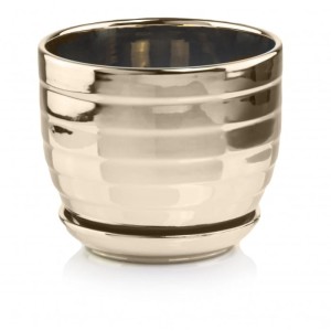 Donica Gold Złota - Okrągła z podstawkiem 18x15 cm