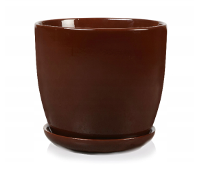 Brązowa Donica - Okrągła z podstawkiem 15x14 cm