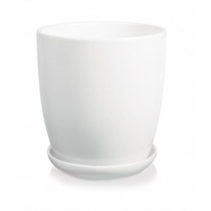 Biała doniczka ceramiczna z podstawkiem 20x22 cm