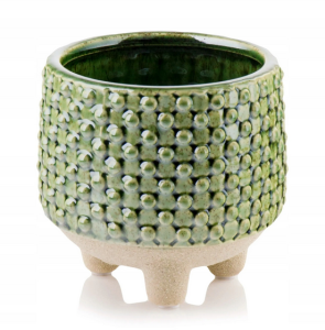 Zielona osłonka doniczka na nóżkach 