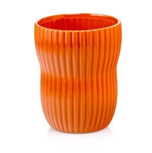 pomarańczowa ciemna osłonka karbowana na storczyk  13x 16 cm    