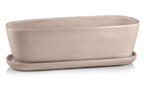 Szaro brązowa doniczka rynna z podstawką 40x13x13 cm  