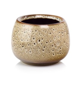 Osłonka ceramiczna szkliwiona brązowa  17 x 13 cm 