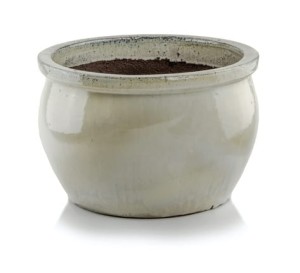 Donica ogrodowa szkliwiona kremowa 26x16 cm 