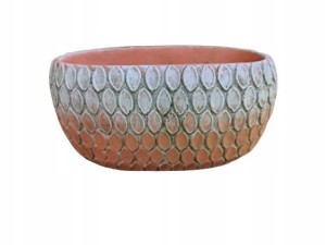 Osłonka doniczka 21 cm ceramika biała, pomarańczowa