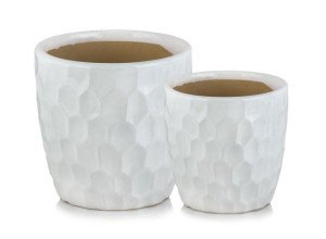 Osłonka doniczka ceramiczna biała 21 x 19 cm