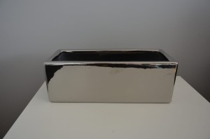 Doniczka osłonka rynna srebrna 38x16x13 cm